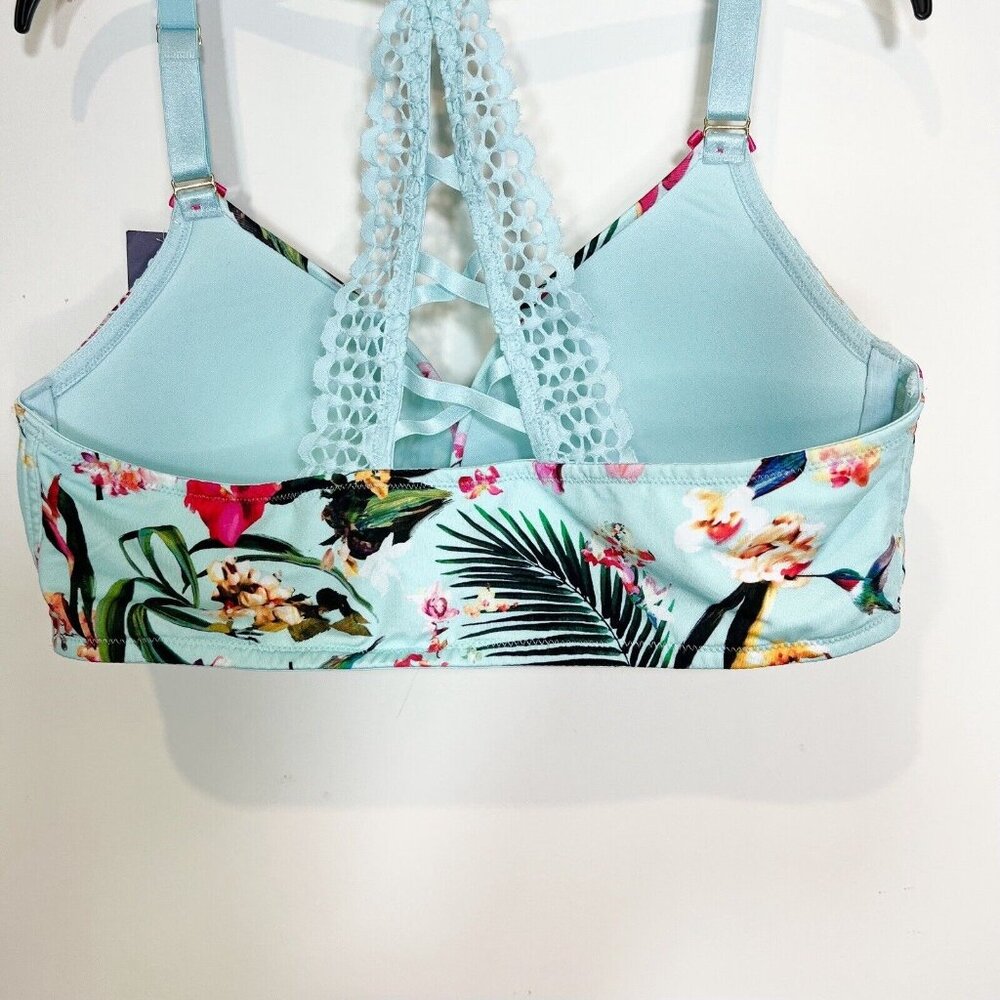 CACIQUE NWT Lane Bryant Boost Plunge‎ Lace Green Floral Racerback Bra Size 40D - Picture 6 of 10